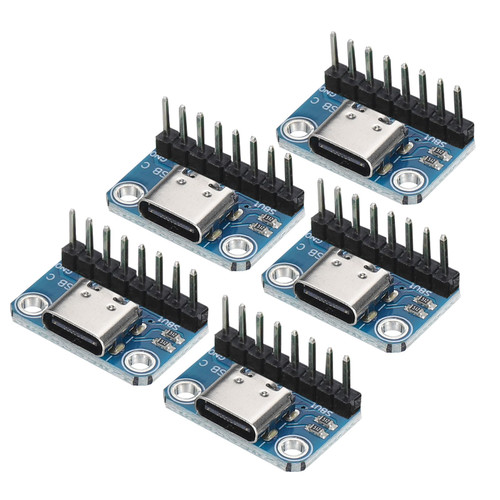 MECCANIXITY 5Pcs USB Type C Breakout Board Female 2.54MM Connection with Pin Header Connector