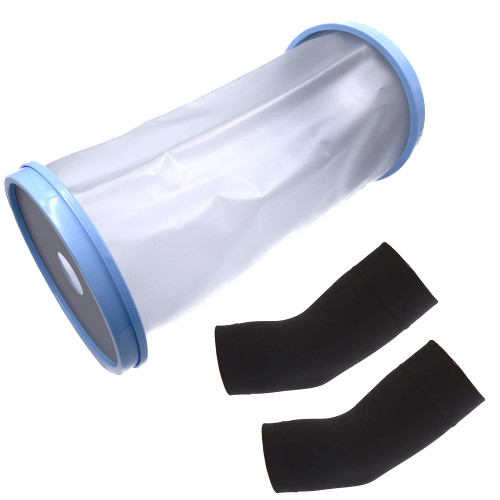 ZhiGu PICC Line Cover for Upper Arm | Available in 4 Sizes | Waterproof PICC Line Shower Cover Arm with 2 PICC Line Cover Sleeve for Chemotherapy Shower, Elbow Wound, Bandage and IV Dressing (Small)