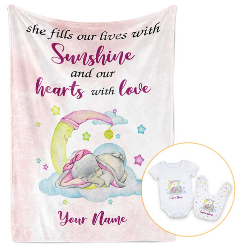 Pavo Customized Baby Blankets for Girls - Pink Baby Elephant On Cloud Blanket - Personalized Baby Blankets with Name - Best Shower Gifts for Baby, Newborn Super Soft Fleece Blanket Pavo Customized Baby Blankets for Girls - Pink Baby Elephant On Cloud Blanket - Personalized Baby Blankets with Name - Best Shower Gifts for Baby, Newborn Super Soft Fleece Blanket