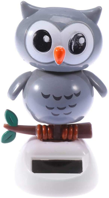 Solar Powered Toy Owl Dancing Toy Animal Shaking Head Car Ornament Dashboard Decoration Auto Accessories - Grey