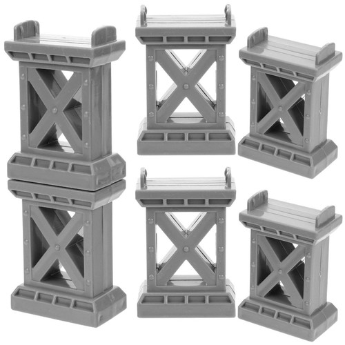 Zerodeko 6pcs Plastic Train Track Set, Train Bridge Pier Railway Track Random Pier High Level Blocks Wooden Train Bridge Stabilizers Train Bridge Supports