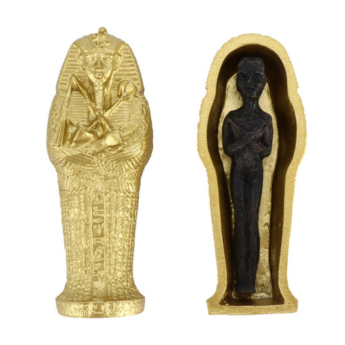 DOITOOL Coffin with Mummy Collectible Figurine Ancient Egyptian Sarcophagus Coffins Mummy Scary Table Desktop Decoration for Halloween Party Supplies