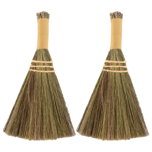 Small Whisk Brooms 2Pcs Natural Whisk Sweeping Hand Brooms Corn Whisk Hand Broom Halloween Tabletop Witch Broom for Home Table Cleaning Halloween Cosplay