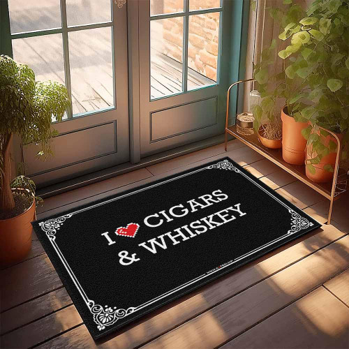 Dsocuiubos Rustic Bathroom Rugs I Love Cigars & Whiskey Doormat Cave Man Bar Front Doormat (Color : Colour, Size : 65X90CM)