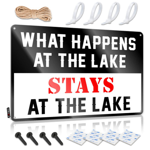 Tin Metal Decor What Happens at The Lake Stays at The Lake Sign Camper Decorations for Inside Cheers Tin Sign ( Size : 30X40CM )