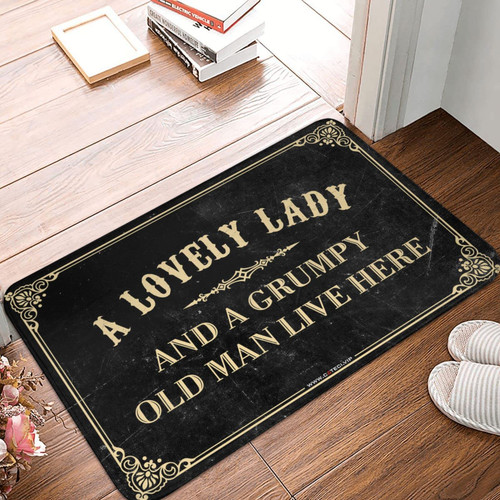Cave Man Bar A Lovely Lady and A Grumpy Old Man Live Here Rug Interesting Entry Doormat Farmhouse Kitchen Mats (Size : 65X90CM)