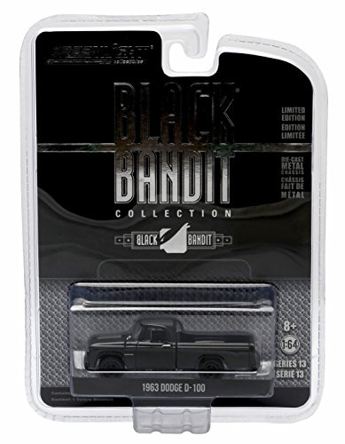 New 1:64 Black Bandit Collection Series 13 - Black 1963 Dodge D-100 Diecast Model Car by Greenlight