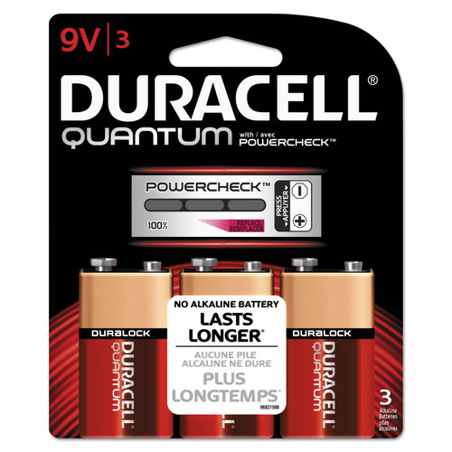 Quantum Alkaline Batteries, 9v, 3/pk