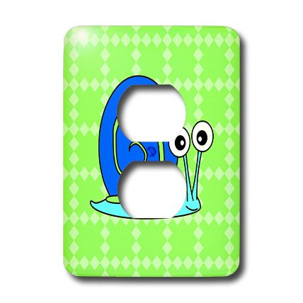 3dRose LSP_6289_6 Cute Blue and Green Snail Design 2 Plug Outlet Cover, Multicolor