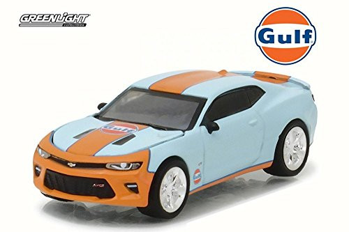Gulf Oil 2017 Chevy Camaro SS, Blue w/Orange - Greenlight 29908 - 1/64 Scale Diecast Model Toy Car Gulf Oil 2017 Chevy Camaro SS, Blue w/Orange - Greenlight 29908 - 1/64 Scale Diecast Model Toy Car