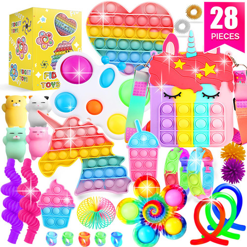 SUNNERLY Fidget Toys, 28 Pack Sensory Toy Set Bulk Stocking Stuffers Carnival Treasure Box Classroom Prizes Gifts Party Favors for Kids Adults Boys Girls, Stress Relief Anxiety Relief Autism Autistic SUNNERLY Fidget Toys, 28 Pack Sensory Toy Set Bulk Stocking Stuffers Carnival Treasure Box Classroom Prizes Gifts Party Favors for Kids Adults Boys Girls, Stress Relief Anxiety Relief Autism Autistic