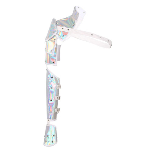 YiZYiF Gothic Steampunk Shoulder Armors PU Metal Rivets Arm Armor Cuff Body Chest Harness Cosplay Costume Accessory Silver One Size