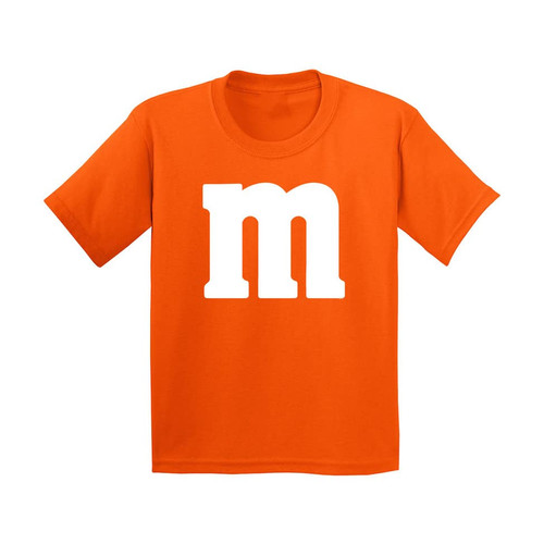 Veracco Letter M Halloween Costumes Youth T_Shirt Funny Halloween Team Group T-Shirt (Small, Orange)