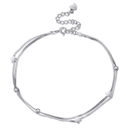 925 Sterling Silver Stars Anklet, Layered Chain Ankle Bracelets Adjustable Anklets for Women 925 Sterling Silver Stars Anklet, Layered Chain Ankle Bracelets Adjustable Anklets for Women