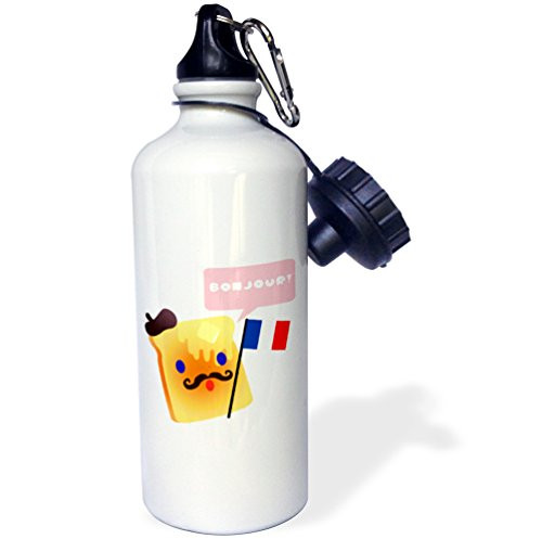 3dRose wb_186258_1 French Toast Cartoon Sports Water Bottle, Multicolor, 21 oz