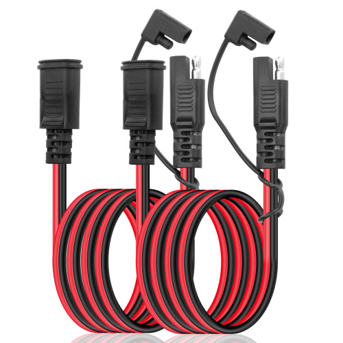 CERRXIAN 3.2FT/1M 16AWG SAE to SAE Extension Cable with SAE Polarity Reverse Adapter, Quick Disconnect Connector Harness SAE Connector for Automotive, Solar Panel Panel SAE Plug -2Pack