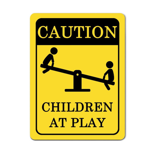 Caution Children And Pets at Play Metal Warning Signs Funny Private Property Sign Outdoor OSHA Notice Sign for Outdoor Yard Fence Street Workplace 16x12