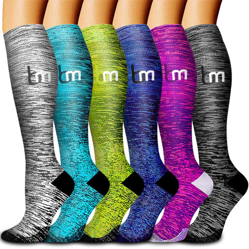 bropite Compression Socks for Women & Men Circulation - 6 Pairs 20-30mmhg Support Copper compression Socks?Suit for Athletic, Nurses, Pregnancy, Flight, Traveling