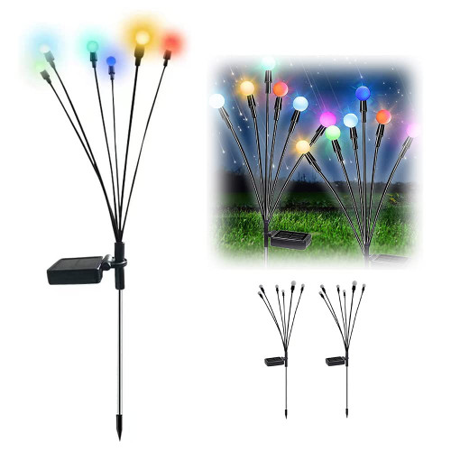 Solar Starburst Swaying Garden Light - Solar Powered Firefly Lights Outdoor Waterproof, Solar Starburst Swaying When Wind Blows Solar Garden Lights Outdoor Decorative String Lights