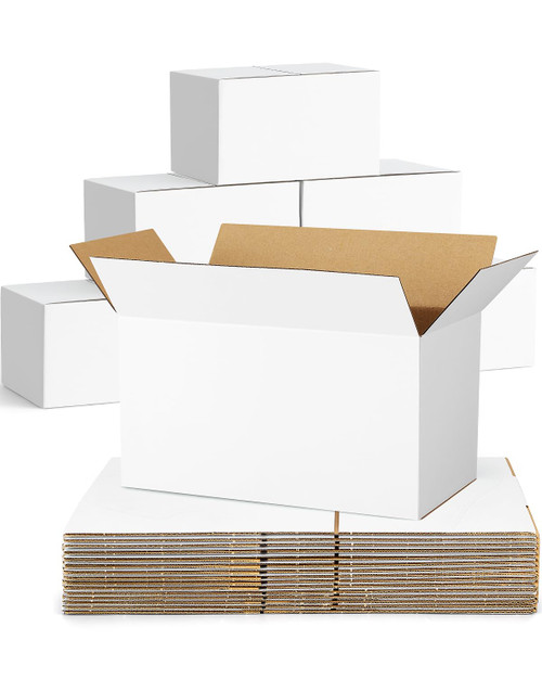 Poever Shipping-Boxes-11x6x6 Inches: 40 Pack Shipping-Boxes-Mailers, White Corrugated-Cardboard-Boxes for Packing Small Business Mailing