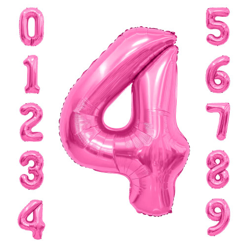 Number Balloon, 4 Balloon Number, Pink Number Balloons 40 Inch, Number 4 Balloon, 4th Birthday Decorations for Girls Large Colorful Number Foil Helium Balloons