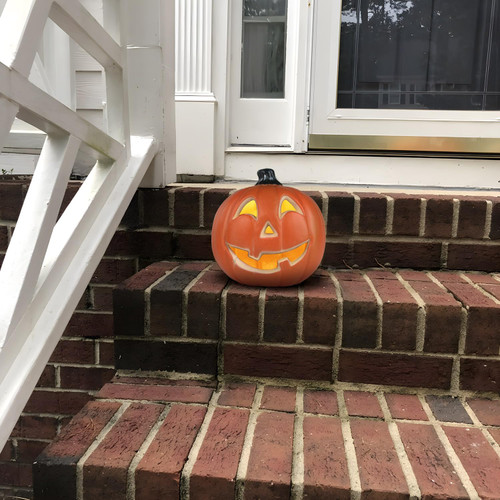 Halloween Pumpkin Lantern, Jack o Lanterns Light Up Pumpkin Decorations, Lighted Pumpkin with LED Bulb Indoor/Outdoor Pumpkin Decoration 10in Halloween Pumpkin Lantern, Jack o Lanterns Light Up Pumpkin Decorations, Lighted Pumpkin with LED Bulb Indoor/Outdoor Pumpkin Decoration 10in