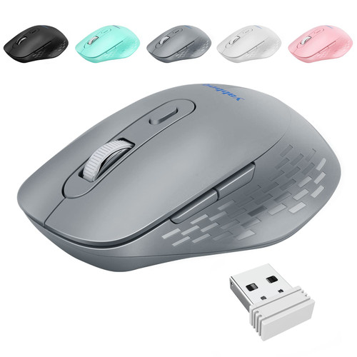 YABBOQ Wireless Mouse, 2.4G Wireless Computer Optical Mouse, Ergonomic 6 Buttons, 800/1200/1600 DPI, USB Receiver, Portable for Laptop, PC, MacBook, Desktop - Grey YABBOQ Wireless Mouse, 2.4G Wireless Computer Optical Mouse, Ergonomic 6 Buttons, 800/1200/1600 DPI, USB Receiver, Portable for Laptop, PC, MacBook, Desktop - Grey