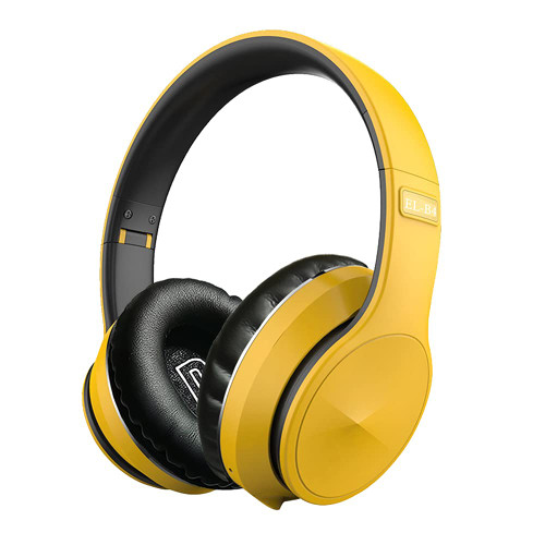 KOMPSEN Adult Noise Cancelling Headphones Wireless Bluetooth Headphones Foldable Over Ear Headphones with Microphone Deep Bass for Cellphone PC Class Game Office Home Travel-Yellow