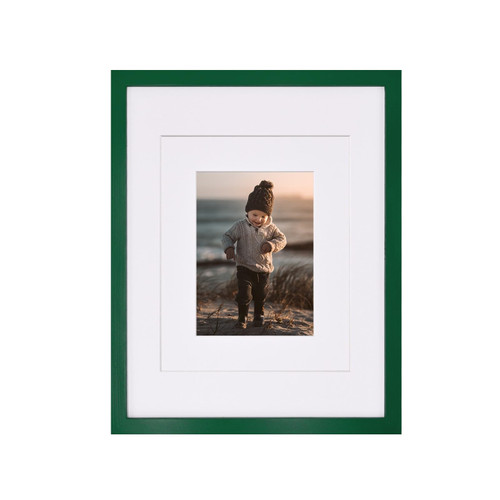 KINLINK 11x14 Picture Frames Green Wood Frames with Acrylic Plexiglass for Pictures 5x7/8x10 with Mat or 11x14 without Mat, Tabletop and Wall Mounting Display, 1 Pack