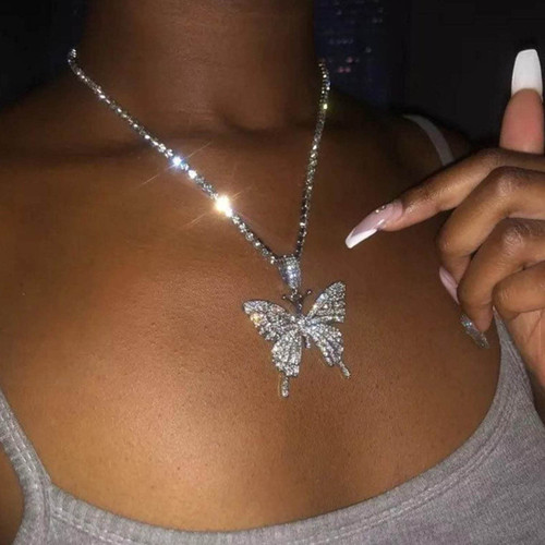YienDoo Crystal Butterfly Necklace Choker Silver CZ Rhinestone Tennis Chain Sparkly Large Butterfly Pendant Necklace Charm Bling Crystal Butterfly Prom Necklace Jewelry Gift for Women Girls YienDoo Crystal Butterfly Necklace Choker Silver CZ Rhinestone Tennis Chain Sparkly Large Butterfly Pendant Necklace Charm Bling Crystal Butterfly Prom Necklace Jewelry Gift for Women Girls
