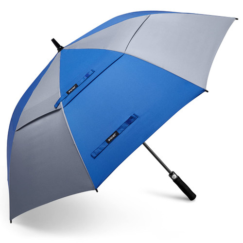 G4Free 62 Inch Automatic Open Golf Umbrella Extra Large Oversize Double Canopy Vented Windproof Waterproof Stick Umbrellas (Sapphire/Gray)