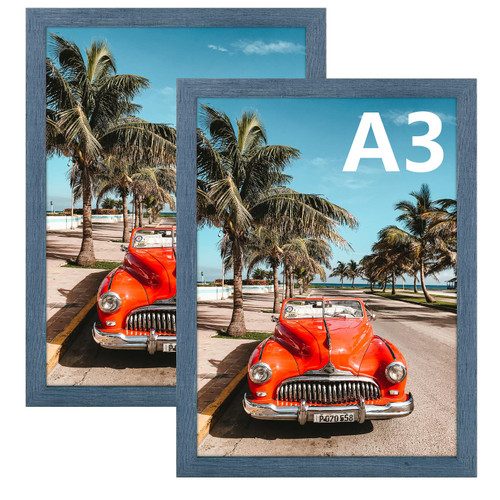 AUEAR, A3 Picture Frame Blue Set of 2, 11.7x16.5 Picture Frame Wall Mounted Horizontal And Vertical