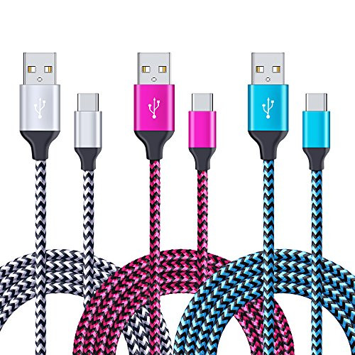 USB C Cable,Type C Cable 3 Pack 6ft Certified USB C to USB A Type C Samsung Note 9 Adaptive Fast Charging Braided Cord for Samsung Galaxy Note 8, S9 S8 Plus, LG G6 G5 V20 G7 V30S THINQ,HTC 10, OnePlus