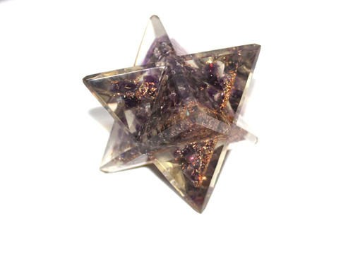 Jet Energized Handmade Amethyst Orgone Merkaba 4" Huge Large Crystal Gemstones Copper Metal Mix Mental Peace EMF Protection Crystal Therapy Booklet IMAGE IS JUST A REFERENCE
