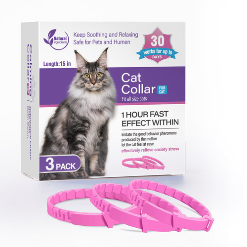 3 Pack Calming Collar for Cats and Kittens Pheromone Collar Efficient Relieve Reduce Anxiety Stress Pheromones Calm Relaxing Comfortable Breakaway Collars Adjustable for Small, Medium Large Cat