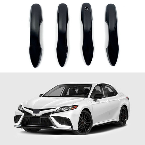 Door Handle Cover Trim Compatible with Toyota Camry 2018-2023 Corolla Avalon 2019-2022 Pruis Hatchback 2016-2019 Car Styling Accessories Exterior Door Handles without Smart Key Holes Glossy Black ABS