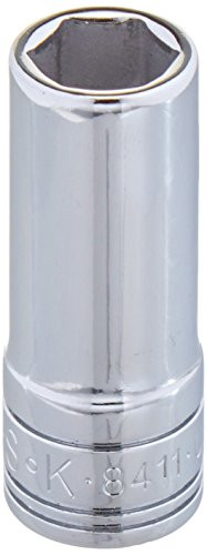 SK Hand Tool 8411 6 Point 11mm Drive Deep Socket, 3/8-Inch, Chrome