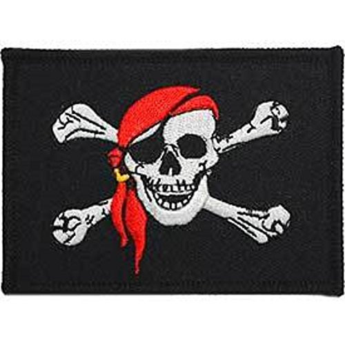 EagleEmblems PM3868 Patch-Pirate Flag,Red Scf (2.5x3.5'')