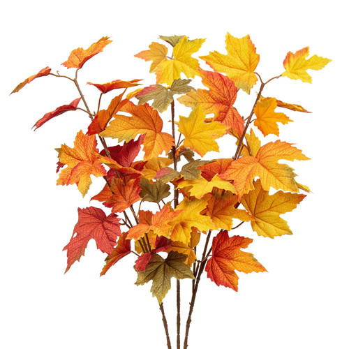 Oairse Artificial Maple Leaves Branches 3 Pcs Mixed Corlor Fall Leaves Stems Fake Bushes Red Maple Leaf Stems for Table Centerpieces Thanksgiving Festival Autumn Home Decor