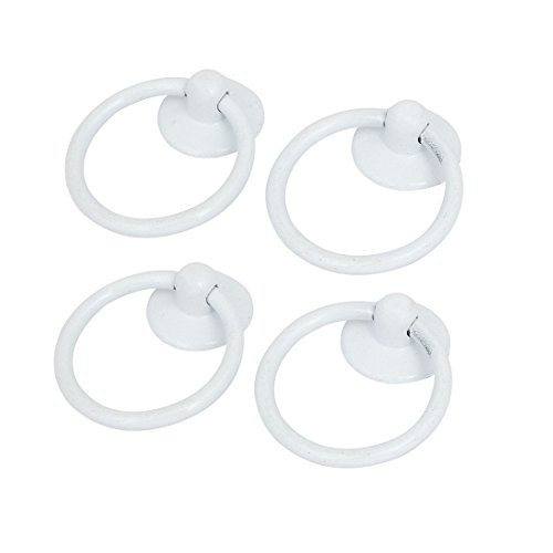 uxcell Furniture Drawer Door 52mmx43mmx13mm Ring Metal Pull Handles Knobs White 4pcs