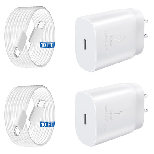Samsung Fast Charger Type C 25W Android Charger 10FT USB C Charger Cable Fast Charging Block for Samsung Galaxy S23/S23 Ultra/S23+/S22/S22 Ultra/S22+/S21/S20/Note 20/Note 10/Z Fold/Flip 4/3
