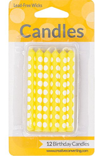 Creative Converting 12 Count Polka Dots Birthday Cake Candles, Mimosa Yellow