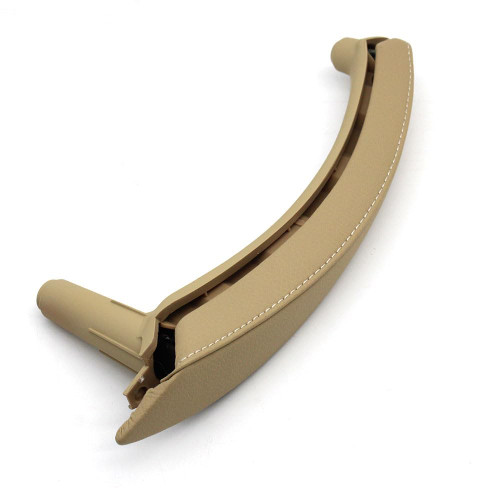 Goodithy Leather Door Handle Assembly Passenger Side Left/Right Interior Door Pull Handle Trim Replacement for BMW X5 E70 X6 E71 E72 2007-2013 (Beige Left)