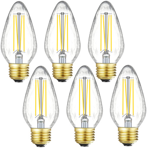 XININSUN Dimmable E26 led Bulb 8W Equal 80 watt Vintage LED Edison Bulb AC120V ?800LM?4000K Daylight F15 LED Bulb for Ceiling Fan Light Bulbs Pendant Light Chandeliers,Wrinkle Glass,6Pack