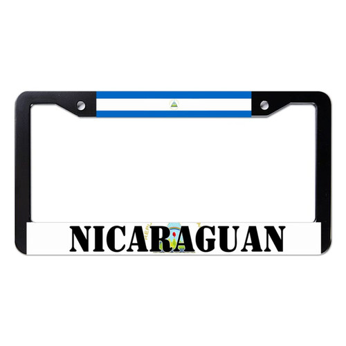 Mousus Nicaraguan Aluminum Auto Car Tag Cover Frame Nicaraguan Flag License Plate Frame 2 Holes,License Tag Holder