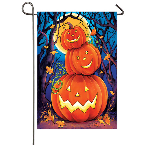 Halloween Pumpkin Garden Flag 12x18 Inch Double Sided Full Moon Pumpkin Stack Halloween Yard Flag Fall Garden Porch Decor Scary Night Spooky Halloween Outdoor Decorations