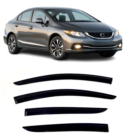 BGGTYRSD Side Window Visor Sun Deflector Rain Guard Vent Shade Fits Honda Civic 2012-2015