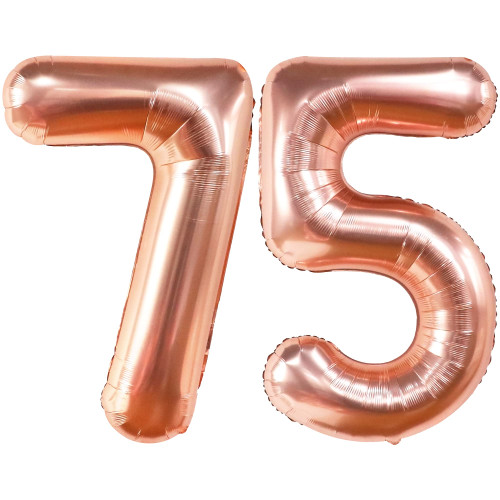 KatchOn, Rose Gold 75 Balloon Numbers - Giant, 40 Inch | 75 Rose Gold Balloon, 75th Birthday Decorations Women | 75th Birthday Balloons | 75 Birthday Party Decorations | 75th Birthday Party Supplies