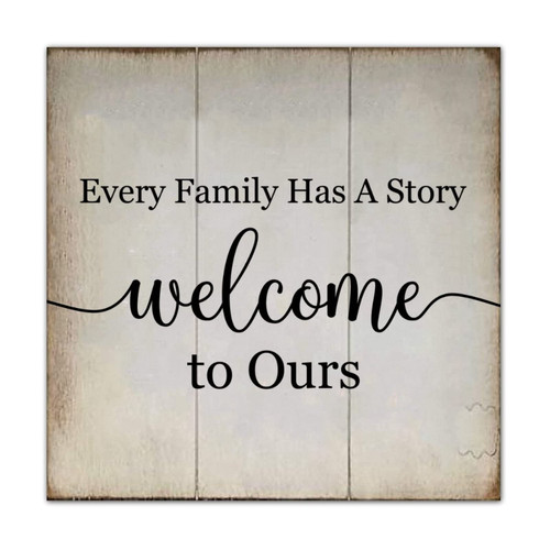 Shabby Wooden Pallet Sign Plaque Every Family Has A Story Welcome To Ours Rustic Wooden Hanging Sign Vintage Retro Wood Hanging Plaque Hook Included Old Fashion Door Hanger Plaque For Farmhouse Desk