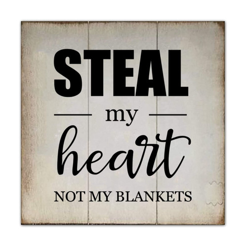 Alioyoit Wood Pallet Sign Plaque Steal My Heart Not My Blankets Rustic Retro Wooden Hanging Sign Wooden Sign Plaque Hook Included Countryside Home Decor Wood Wall Sign for Farmhouse Outdoors